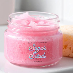 Blue Pink Holographic Clear Sugar Scrub Label