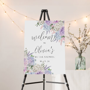 Blue Pink Hydrangea Floral Bridal Shower Foam Board