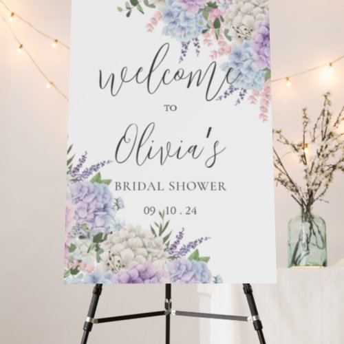 Blue Pink Hydrangea Floral Bridal Shower Foam Board