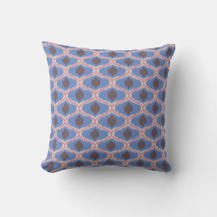 Blue Pink Ikat Geometric Throw Pillow