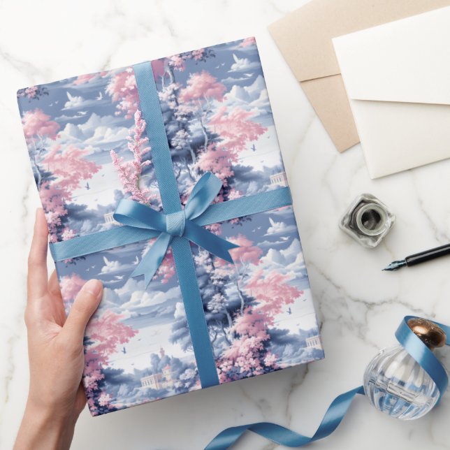 Blue & Pink Landscape Wrapping Paper (Gifting)