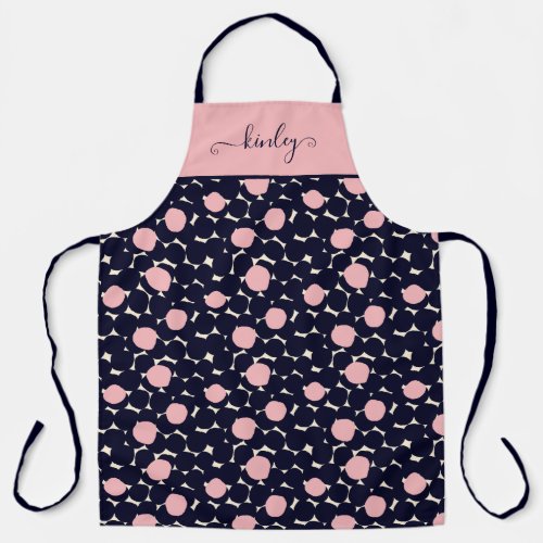 Blue  Pink Large Dot Pattern Apron