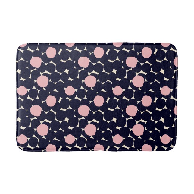 Blue & Pink Large Dot Pattern Bath Mat (Front)