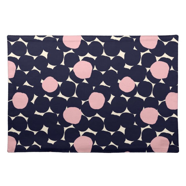 Blue & Pink Large Dot Pattern Cloth Placemat (Front)