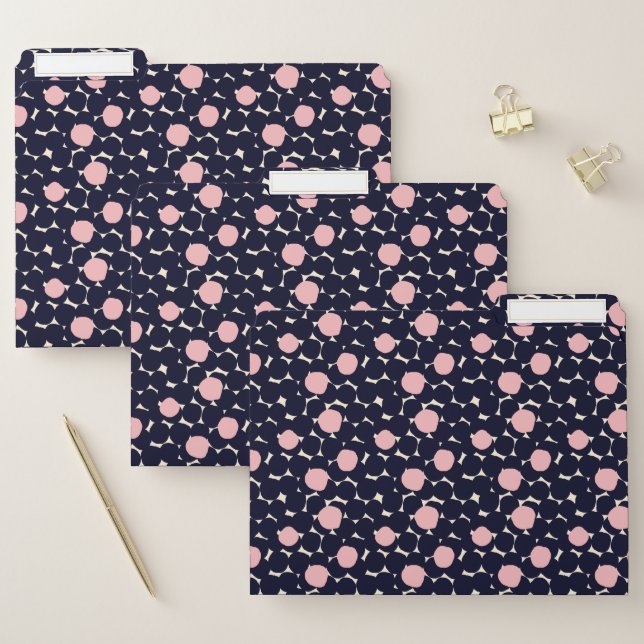 Blue & Pink Large Dot Pattern File Folder (Set)