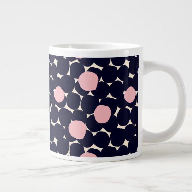 Blue & Pink Large Dot Pattern Giant Coffee Mug (Right)