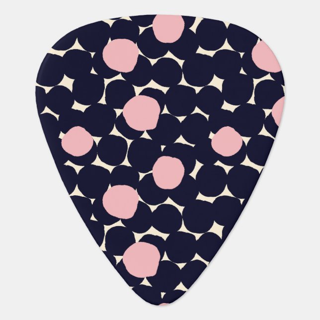 Blue & Pink Large Dot Pattern Guitar Pick (Front)