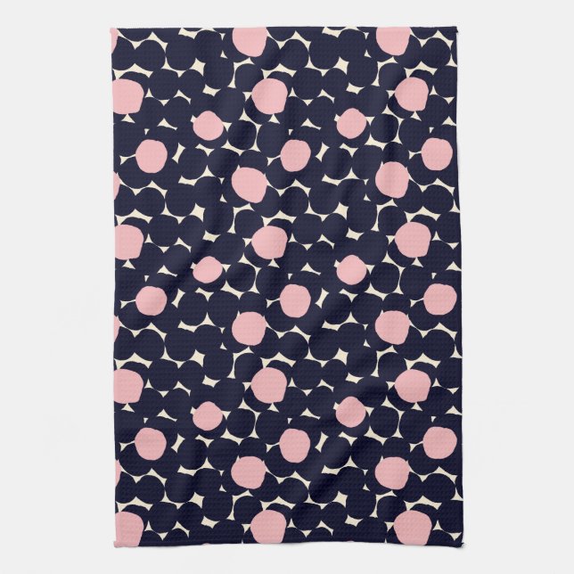 Blue & Pink Large Dot Pattern Kitchen Towel (Vertical)