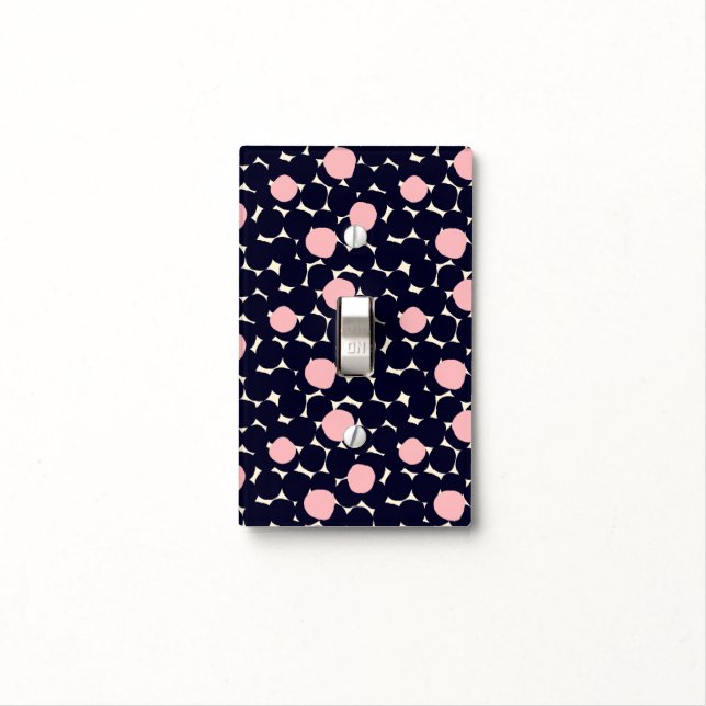 Blue & Pink Large Dot Pattern Light Switch Cover (In Situ)