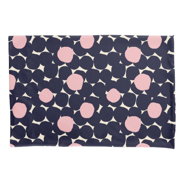 Blue & Pink Large Dot Pattern Pillow Case (Front-Left)