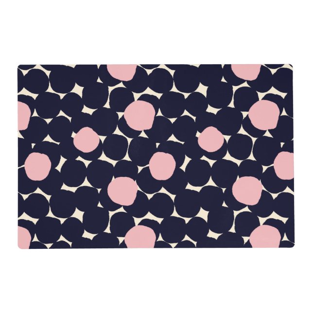 Blue & Pink Large Dot Pattern Placemat (Front)