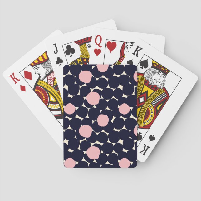 Blue & Pink Large Dot Pattern Poker Cards (Back)