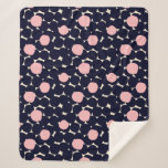 Blue &amp; Pink Large Dot Pattern Sherpa Blanket