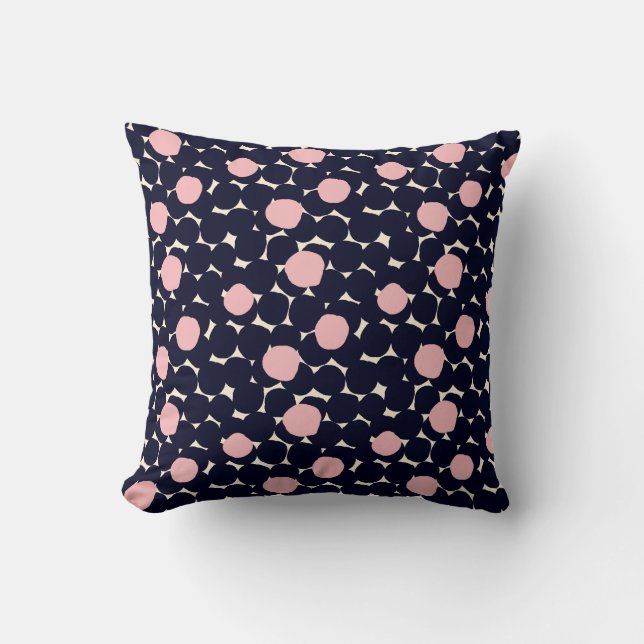 Blue & Pink Large Dot Pattern Throw Pillow (Front)