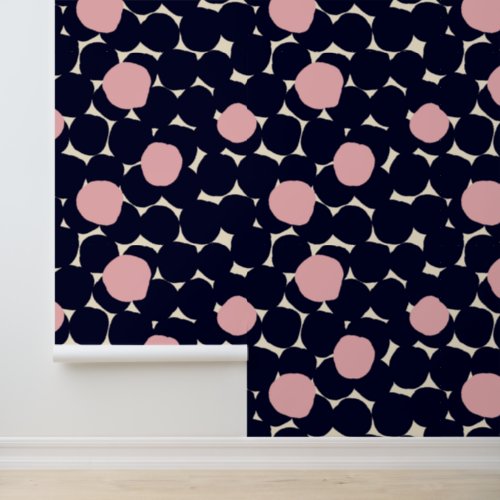 Blue  Pink Large Dot Pattern Wallpaper