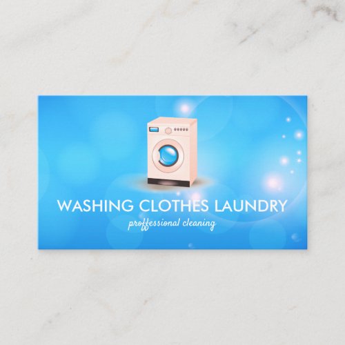 Blue Pink Laundry Cleaning Clothes Washing Business Card