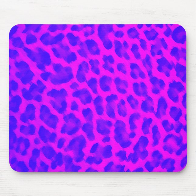 Blue & Pink Leopard Print Mouse Pad (Front)