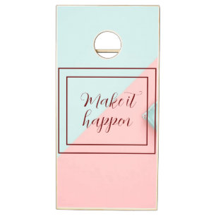 Blue Pink Make It Happen Cornhole Set