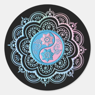 Blue & Pink Mandala Classic Round Sticker