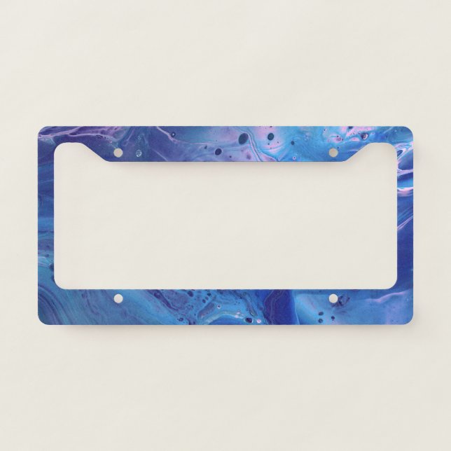 Blue & Pink Marble Abstraction License Plate Frame (Front)