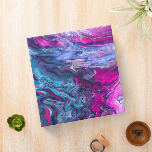 Blue & Pink Marble Acrylic Abstraction 3 Ring Binder