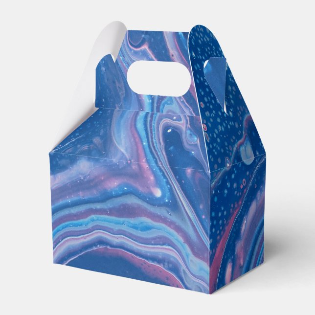 Blue & Pink Marble Agate Abstraction Favor Boxes (Front Side)