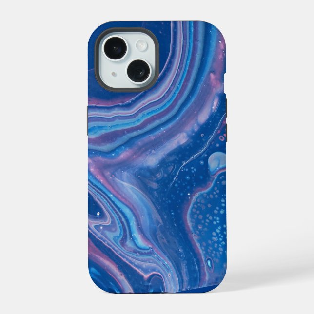 Blue & Pink Marble Agate Abstraction Iphone Case (Back)