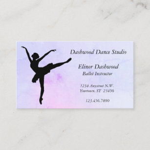 Blue Pink Marble Ballet Dance Studio Instructor Business Card