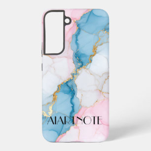 Blue Pink Marble with Gold Veins – Elegant Design Samsung Galaxy S22+ Case