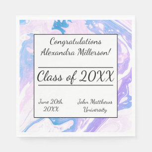 Blue & Pink Marbled Paint Tie Dye Paper Napkins