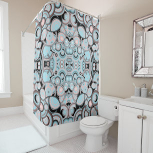 Blue Pink Mocha Black Gradient Color Fill Pattern Shower Curtain