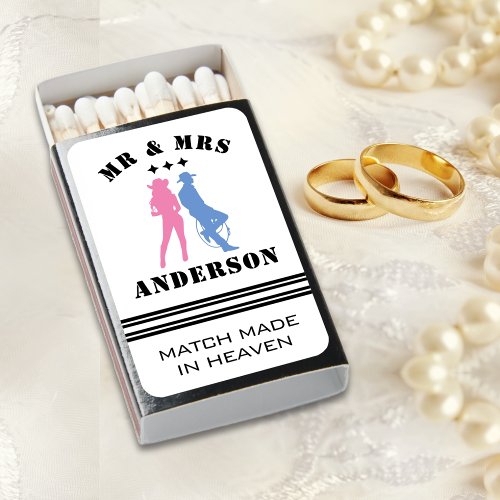 Blue  Pink Mr Mrs Husband Wife Cowboy Couples Matchboxes