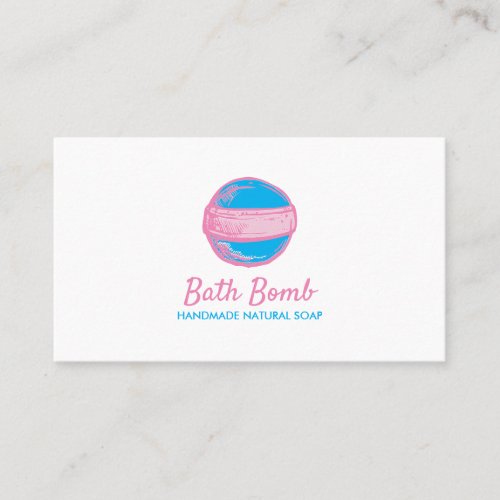 Blue Pink Natural Soap Logo Spa Bath Bomb Business Card