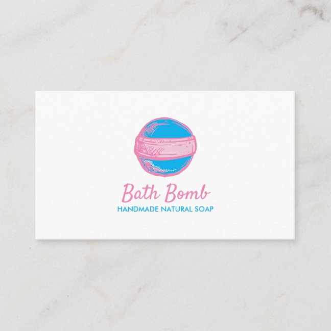 Blue Pink Natural Soap Logo Spa Bath Bomb Business Card