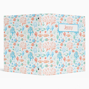Blue Pink Nautical 3 Ring Binder