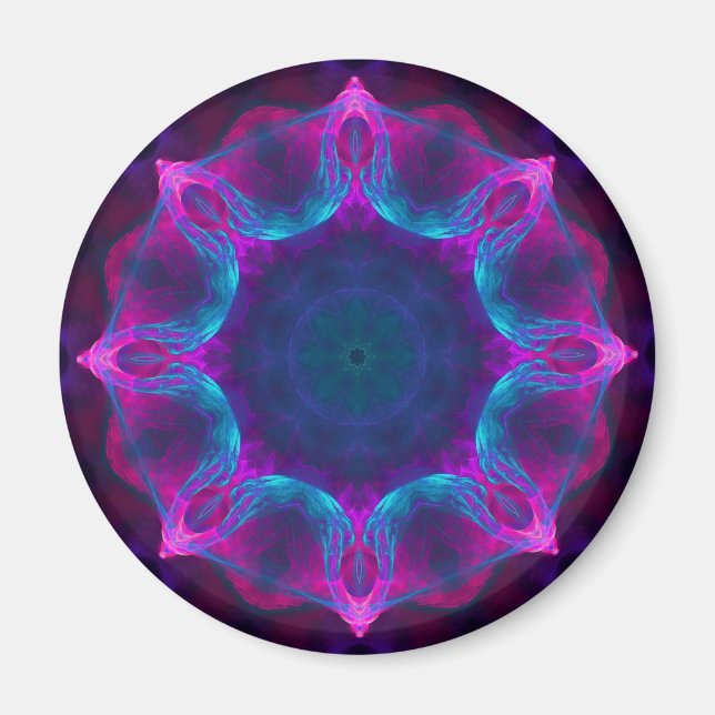 Blue & Pink Neon Dark Kaleidoscope Gradient Magnet (Front)