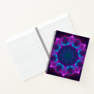 Blue & Pink Neon Dark Kaleidoscope Gradient Notebook