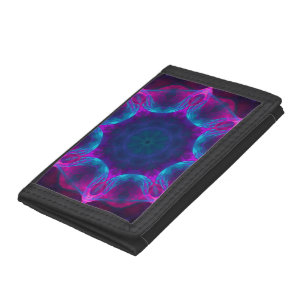 Blue & Pink Neon Dark Kaleidoscope Gradient Trifold Wallet