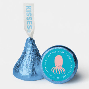 Blue Pink Octopus Under the Sea 1st Birthday Cute Hershey®'s Kisses®