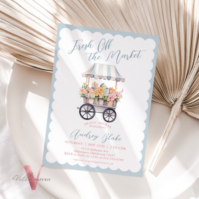 Blue Pink Off the Market Bridal Shower Invitation (Creator Uploaded)