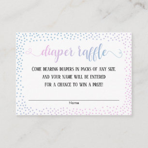 Blue & Pink Ombre Confetti Diaper Raffle Cards