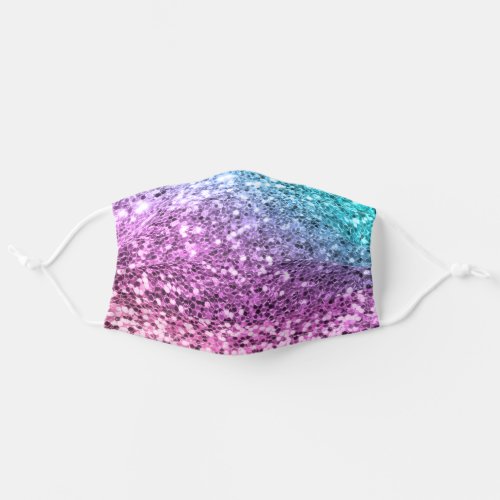 Blue Pink Ombre Faux Glitter Mermaid Texture Adult Cloth Face Mask