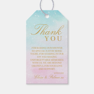 Blue Pink Ombre Gender Reveal Baby Shower Thank Gift Tags