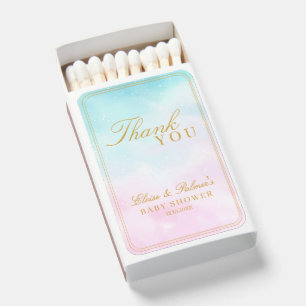 Blue Pink Ombre Gender Reveal Baby Shower Thank Matchboxes