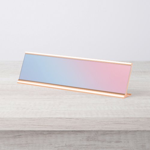 Blue Pink Ombre Gradient Blur Abstract Design Desk Name Plate
