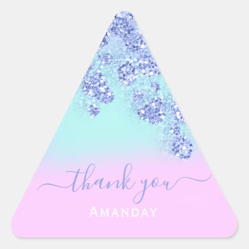Blue Pink Ombr Triangle Glitter Bridal BIRTHDAY Triangle Sticker