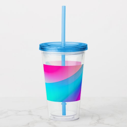 Blue pink ombre watercolor abstract pastel  acrylic tumbler