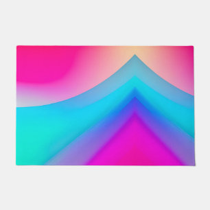 Blue pink ombre watercolor abstract pastel  doormat