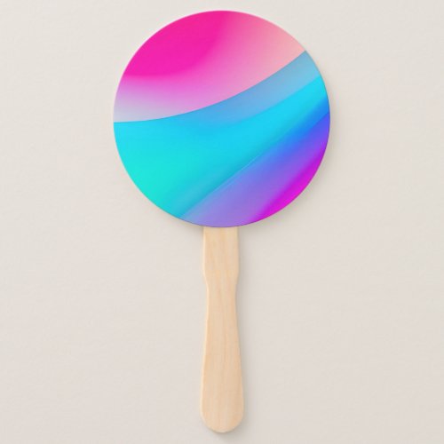 Blue pink ombre watercolor abstract pastel  hand fan