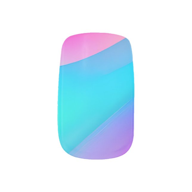 Blue pink ombre watercolor abstract pastel  minx nail art (Left Thumb)